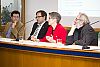 Am Podium: v.l.n.r. Johann Zimmermann (Naku), Mathias Drexler (acib), Erika Ganglberge (&Ouml;GUT), Theodor Zillner (BMVIT) (Quelle: Petra Blauensteiner, ÖGUT)