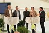 Franz Angerer (Land Niederösterreich), Michael Hannesschlöger (Energiepark), Michael Hübner (BMVIT) und Theresia Vogel (Klima- und Energiefonds) ((c) Energiepark Bruck/Leitha)