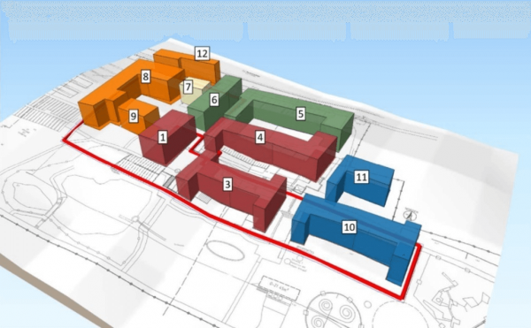 Grafisches Modell der geplanten Gebäude für das Quartier