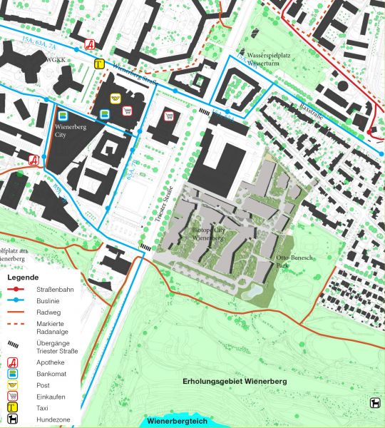 Übersicht und städtebauliche Situation der Biotope City Wienerberg